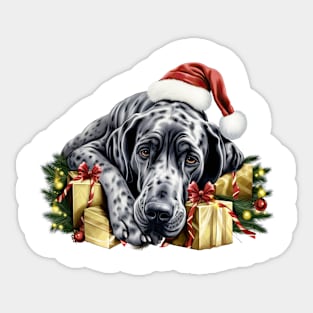 Lazy Great Dane Dog at Christmas Sticker